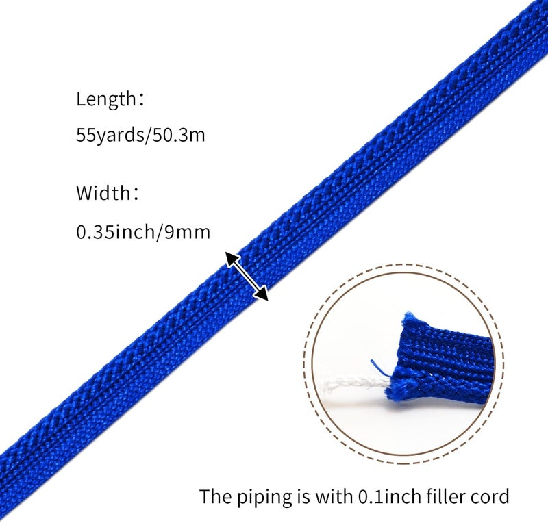 YRCLASYTRIM 0.35inch,(55Yards) Sewing Piping Trim,Shining Polyesterter Cord Trim,for Sewing Clothing,Hometextile, Decoration DIY Crafts Edge Piping Embellishments,30Colour (Blue) - Image 2